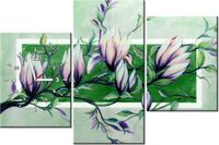 60CM 90 ZEGAR 3 ELEM SŁODYCZ MAGNOLII ZIELENI ŚCIENNY