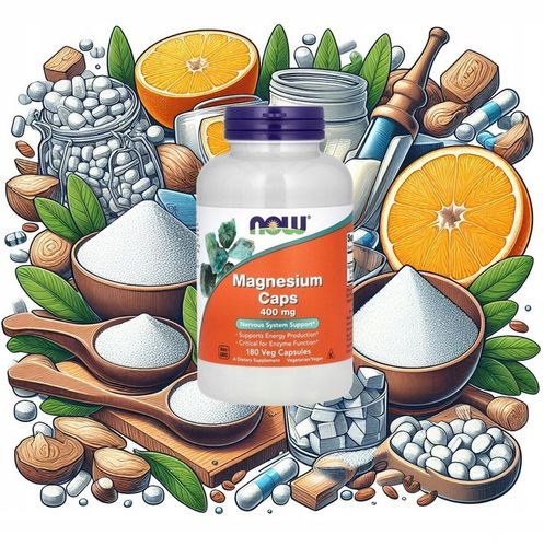 NOW Foods | tlenk + cytrynian + asparaginian MAGNEZU | 400 mg | 180 kaps. na Arena.pl