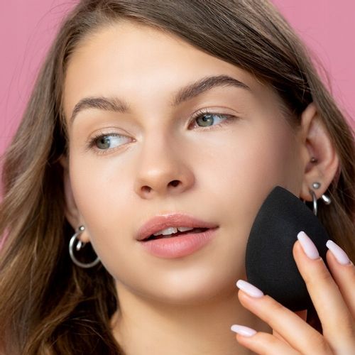 GĄBKA DO PODKŁADKU MAKIJAŻU blender czarny MIĘKKA okrągła gąbka MAKE UP na Arena.pl