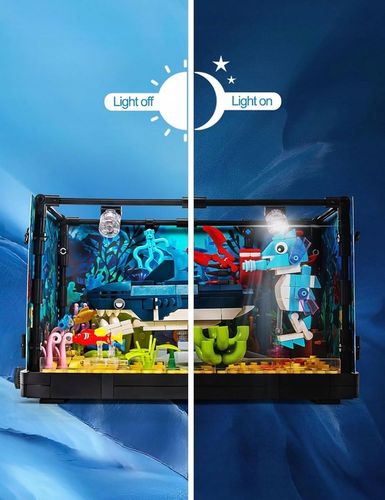 Zestaw klocków klocki AKWARIUM z żółwiem podświetlane LED ruchome elementy na Arena.pl