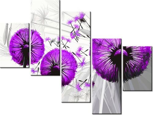 100 75CM OBRAZ 5 ELEM DMUCHAWCE FIOLECIE ŚCIENNY na Arena.pl