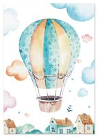 Plakat do pokoju dziecka balon, lot balonem 70x100 cm