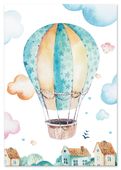 Plakat do pokoju dziecka balon, lot balonem 30x40 cm