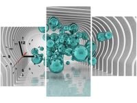 60CM 90 ZEGAR 3 ELEM KULE FUTURYSTYCZNYM POKOJU 3D TURKUS ŚCIENNY