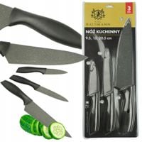 ZESTAW KOMPLET NOŻY KUCHENNYCH STALOWYCH 3 ELEMENTY OSTRE NOŻE KUCHARSKIE