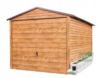 GARAŻ BLASZANY 3m x 6m poziom - dwuspad Brama uchylna - drewnopodobny BOX117 3x6