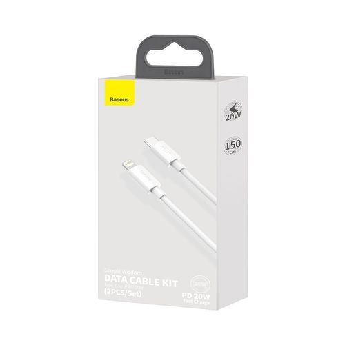 kabel usb-c do lightning baseus simple wisdom, pd, 20w, 1.5m (biały) 2szt. na Arena.pl