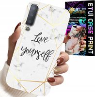 ETUI DO SAMSUNG A7 2018 - BIAŁY MARMUREK W ZŁOTE RAMKI LOVE YOU