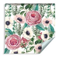 Tapeta w Rolce Kwiaty Róże Zawilce i Liście Eukaliptusa Natura