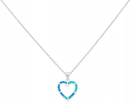 Łańcuszek Srebrny Damski z Sercem + Grawer Opal Niebieski dł. 50 cm 925 na Arena.pl