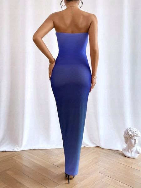 SHEIN NIEBIESKA SUKIENKA MAXI OMBRE (S) zdjęcie 2