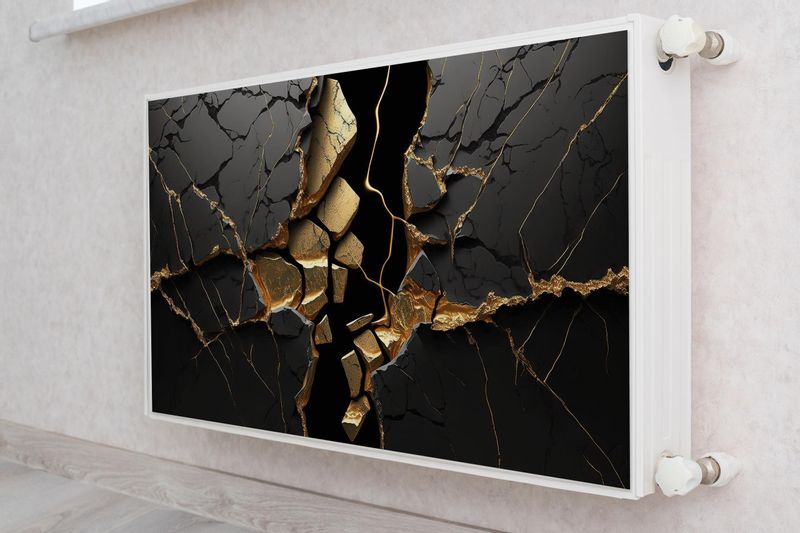 Osłona Magnetyczna Grzejnika Czarny MARMUR Abstrakcja 3D 100cm x 60cm zdjęcie 4