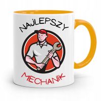 Kubek Żółty Prezent Mechanika Najlepszy Mechanik Z Nadrukiem Ze Zdjęciem