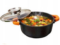 GARNEK Z POKRYWKĄ DO GOTOWANIA DUSZENIA PIECZENIA GRANITOWY 16 CM 1,2L