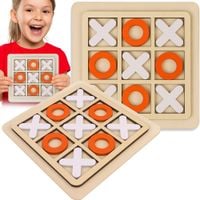 Gra planszowa kółko i krzyżyk eko drewniana dla dzieci biało-pomarańczowa