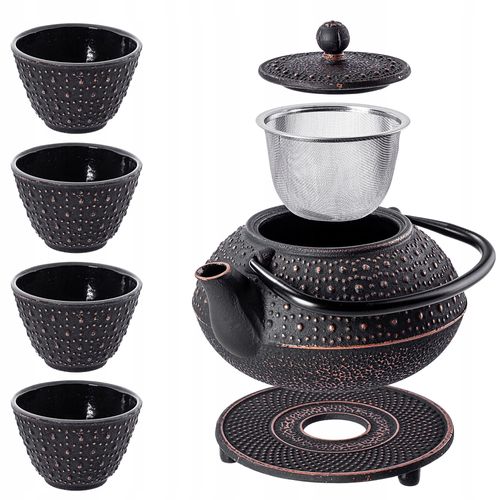 KADAX Czajnik Czarny 800ml Imbryk Żeliwny Do Herbaty Dzbanek + 4 Czarki na Arena.pl