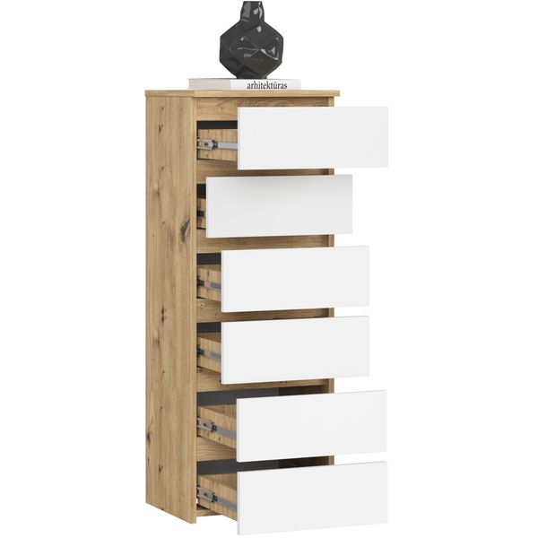 Komoda CL6 40 cm 6 szuflad - dąb artisan-biała zdjęcie 2