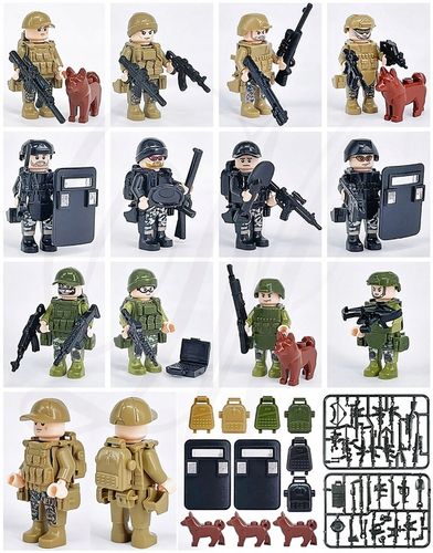 FIGURKI 8057 +BRONIE +TARCZE +PSY wojsko policja klocki ludziki broń pies na Arena.pl