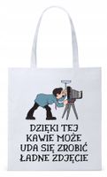 Dla Fotografa Fotografki Torba Eco Biała Shopper Z Nadrukiem Ze Zdjęciem