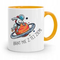 Kubek Żółty Prezent Dla Brata Nie Z Tej Ziemi Z Nadrukiem Ze Zdjęciem