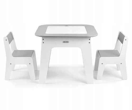 Stolik drewniany z krzesłami BIAŁY dzieci Zabawa Nauka Olaf Milly na Arena.pl
