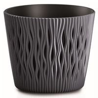 doniczka z wkładem sandy round - antracytowy 12,8xh11cm