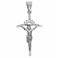 SREBRNY KRZYŻYK PAPIESKI Z JEZUSEM Z CYRKONIAMI PRÓBA SREBRA 925
