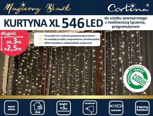 KURTYNA ŚWIETLNA 546LED XL LAMPKI CHOINKOWE 8 FUNKCJI sople CHOINKĘ CHOINKA na Arena.pl