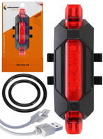 MOCNA LAMPKA ROWEROWA TYLNIA LED 4 TRYBY USB 110mAh WODOODPORNA IP44