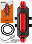 MOCNA LAMPKA ROWEROWA TYLNIA LED 4 TRYBY USB 110mAh WODOODPORNA IP44