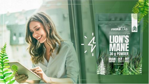 LION'S MANE SOPLÓWKA JEŻOWATA EKSTRAKT PAMIĘĆ 500mg DER 25:1 30g HIRO.LAB na Arena.pl