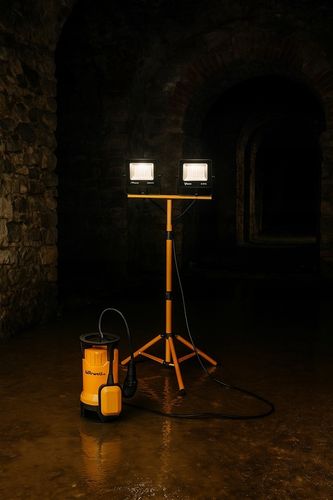 Halogen LED Statyw Budowlany Naświetlacz 2X 60W Zestaw Stojak RIWALL na Arena.pl