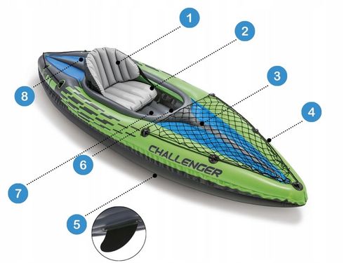 Kajak 1os. Challenger K1 Intex 68305 Pompka Wiosło na Arena.pl