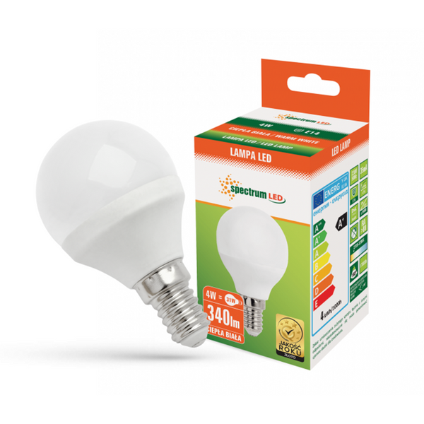Żarówka LED kulka E14 230V 4W ciepła WW WOJ13030 SPECTRUM zdjęcie 1