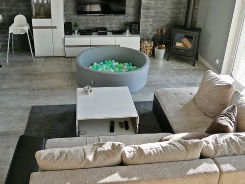 Suchy basen 130x30cm szary z piłeczkami 600szt (białe, seledynowe, miętowe, zielone) na Arena.pl