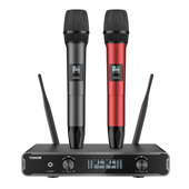 TONOR TW450 Mikrofony Bezprzewodowe UHF Karaoke 60m Szary Czerwony