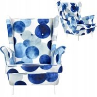 fotel uszak ari print skandynawski family meble niebieskie groszki