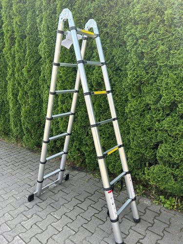 DRABINA ALUMINIOWA TELESKOPOWA PRZEGUBOWA 4.4 M (2 x 220 cm ) 2 x 7 STOPNI na Arena.pl