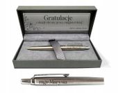 Długopis PARKER JOTTER steel CT+GRAWER+ETUI+TABLICZKA Z DEDYKACJĄ PREZENT