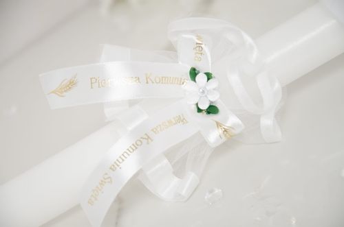 Biały stroik na świece do komunii SS-02 na Arena.pl