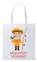 Dla Wędkarza Rybaka Torba Eco Biała Shopper Z Nadrukiem Ze Zdjęciem