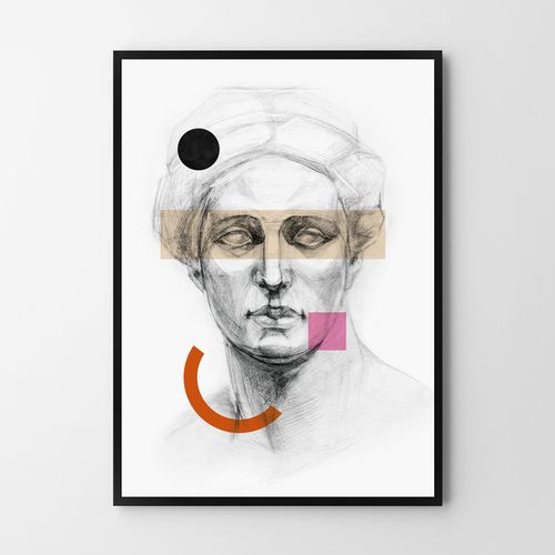 Plakat posąg grecki elementy gemetria 50x70 cm na Arena.pl