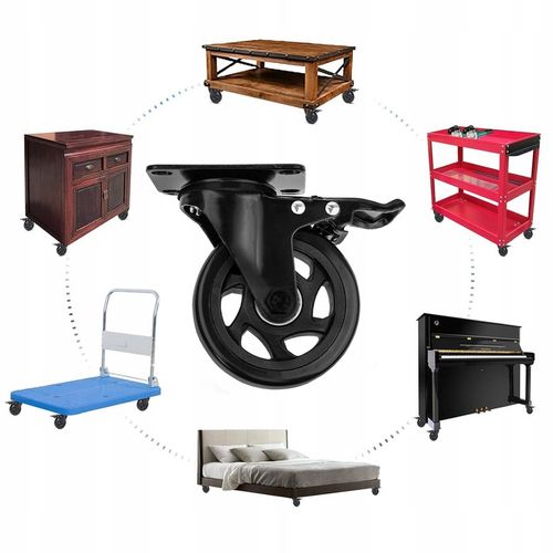 KÓŁKA OBROTOWE Z HAMULCEM 100 MM ZESTAW JEZDNY DO 500 KG DO MEBLI na Arena.pl