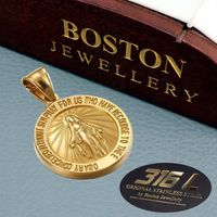 ZŁOTY MEDALIK RELIGIJNY Z MARYJĄ NA ŁAŃCUSZEK STAL CHIRURGICZNA PREMIUM