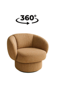 FOTEL DESIGNERSKI BRISTEN, OBROTOWY, W KOLORZE KARMELU