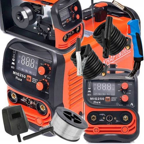 SPAWARKA MIGOMAT BEZGAZOWY INWERTOROWY FLUX MIG MAG MMA 250A EURO LCD na Arena.pl