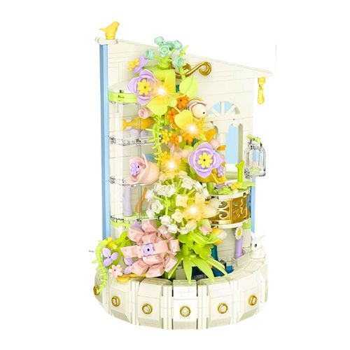 Klocki Konstrukcyjne Kompozycja Kwiatowa Z Wieżą Światła LED 632 el. na Arena.pl