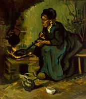 Peasant Woman Cooking by a Fireplace, Vincent van Gogh - plakat 29,7x42 cm