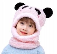 Czapka dziecięca kominiarka MIŚ PANDA szalik 2w1 dla dziewczynki różowa