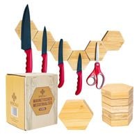 Listwa Magnetyczna na Noże Bambusowa Samoprzylepna 6 Płytek Zestaw